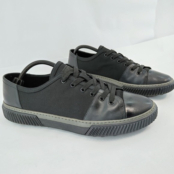 Prada Black Leather Stratus Luxury Sneaker 4e3058 Men's 9 - Picture 1 of 10